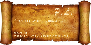 Promintzer Lambert névjegykártya